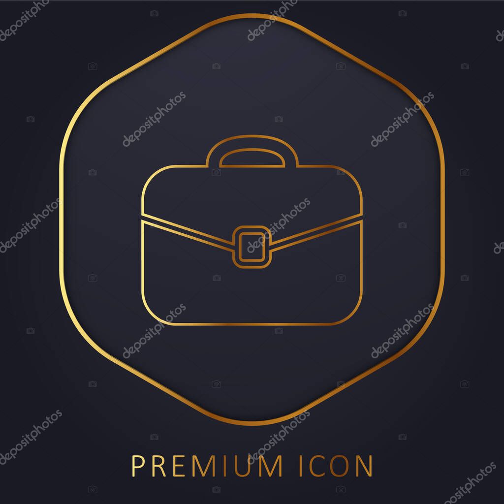 Black Rounded Suitcase Tool golden line premium logo or icon