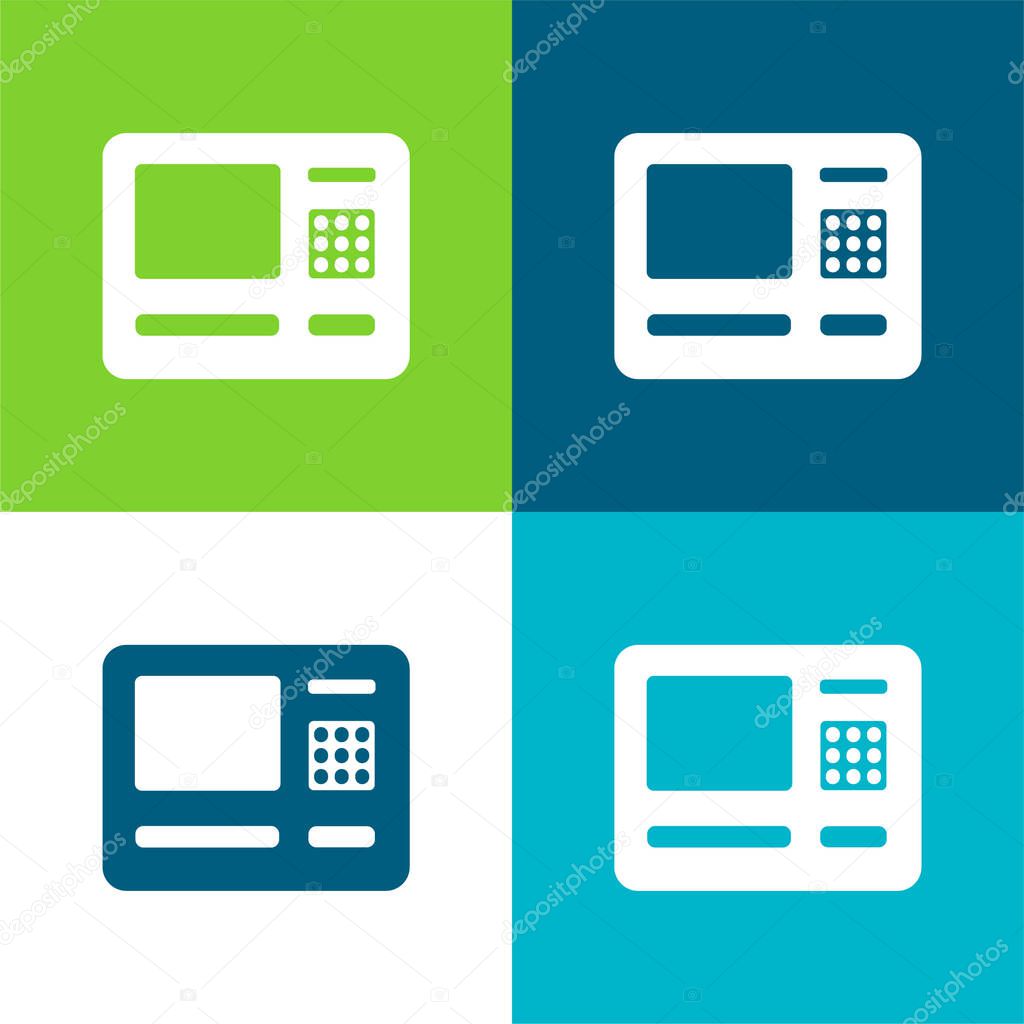Airport ATM Flat four color minimal icon set