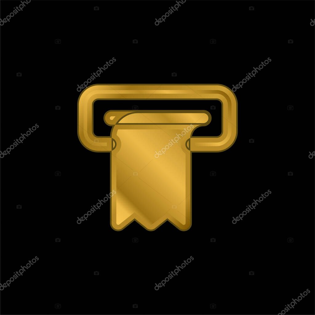 Billing Machine gold plated metalic icon or logo vector