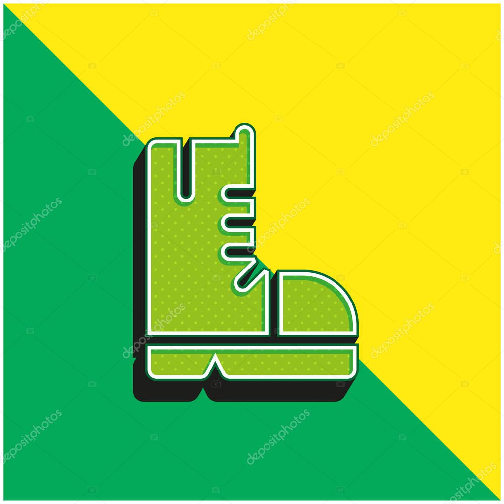 Boots Green and yellow modern 3d vector icon logo