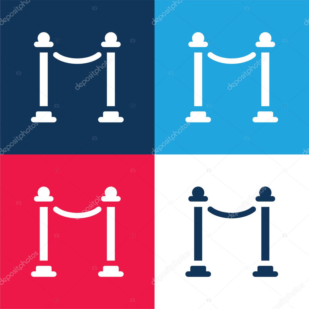 Barrier blue and red four color minimal icon set