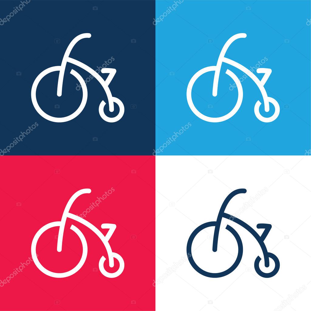 Baby Bike With Training Wheels blue and red four color minimal icon set
