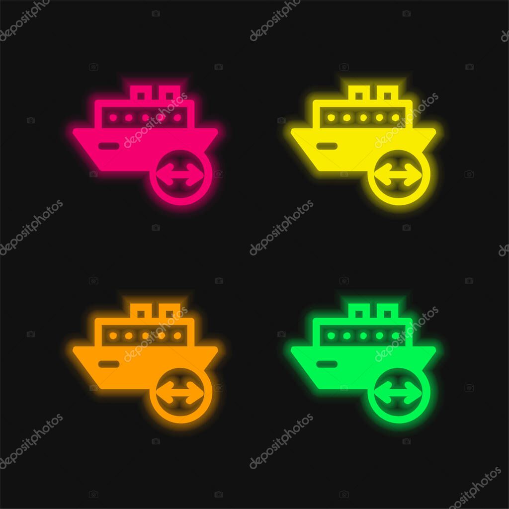 Boat Length four color glowing neon vector icon