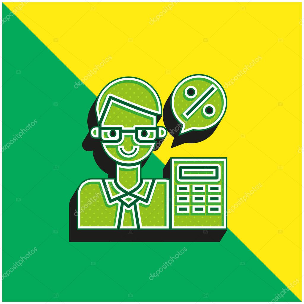 Accountant Green and yellow modern 3d vector icon logo