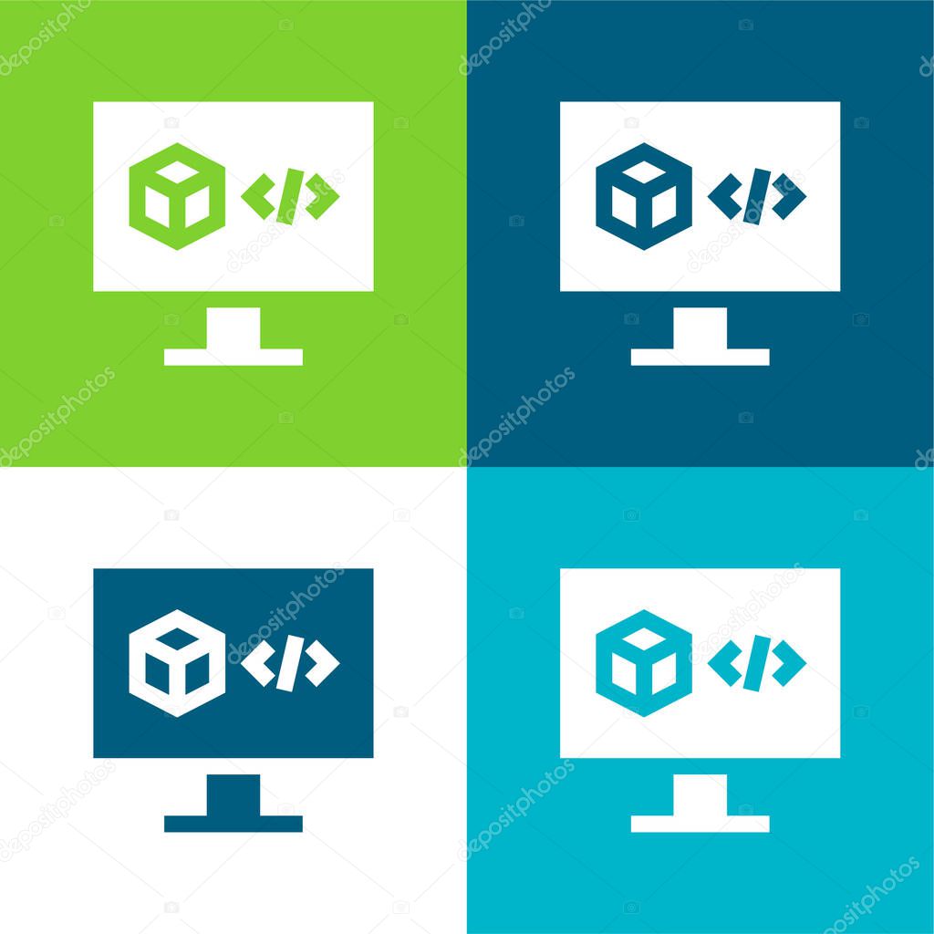 3d Printing Software Flat four color minimal icon set