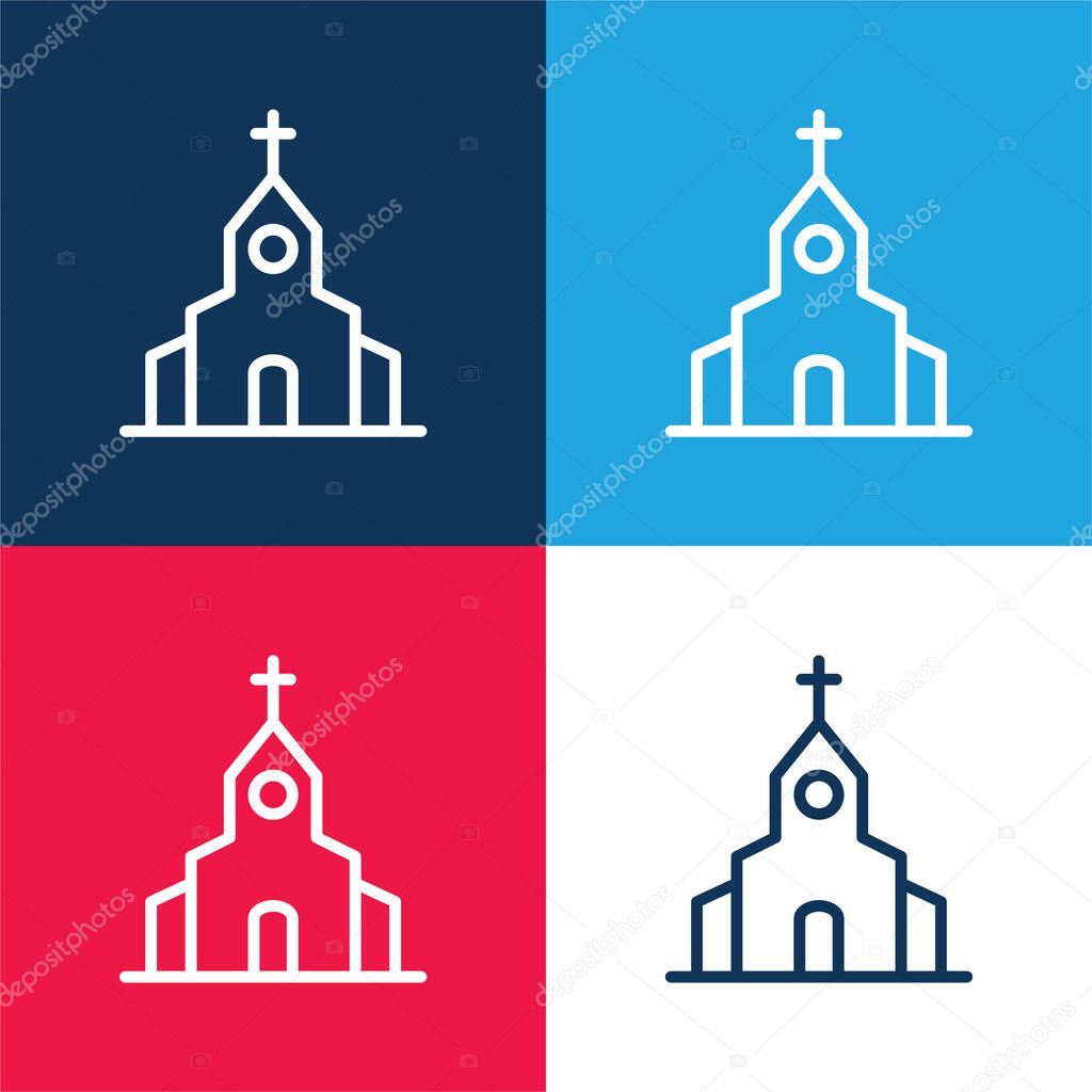 Big Church blue and red four color minimal icon set