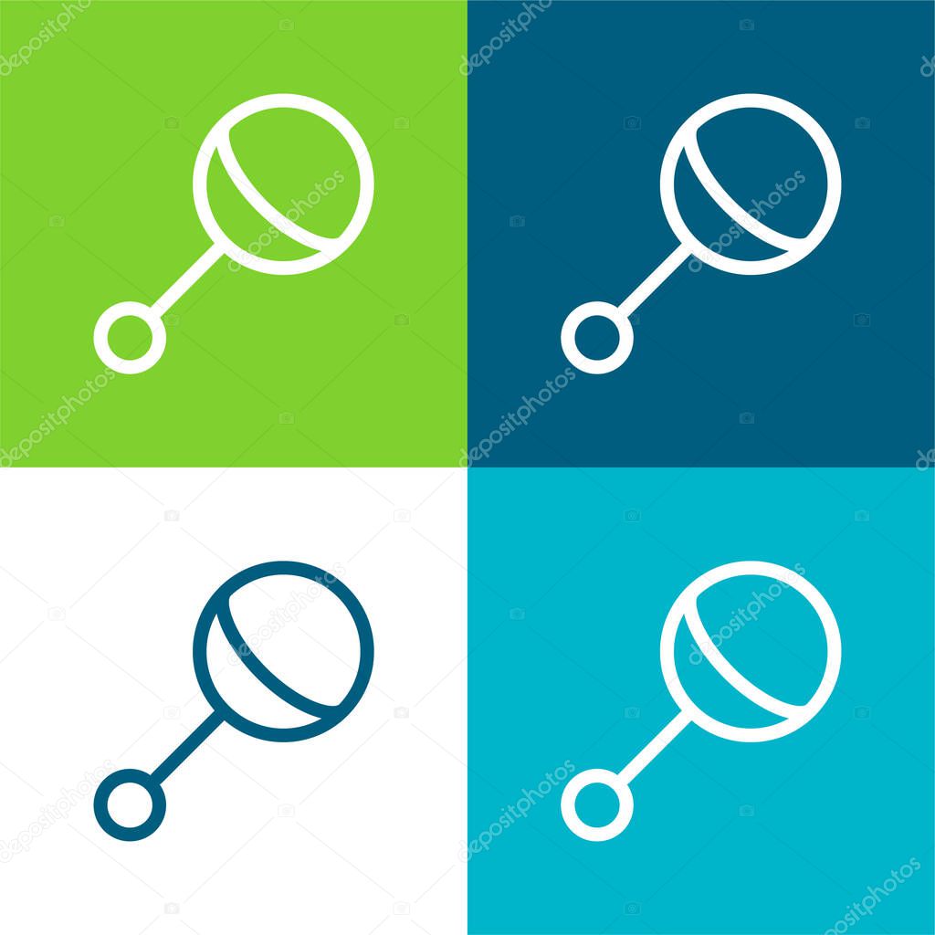 Baby Rattle Flat four color minimal icon set