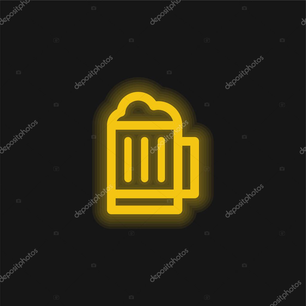 Beer yellow glowing neon icon