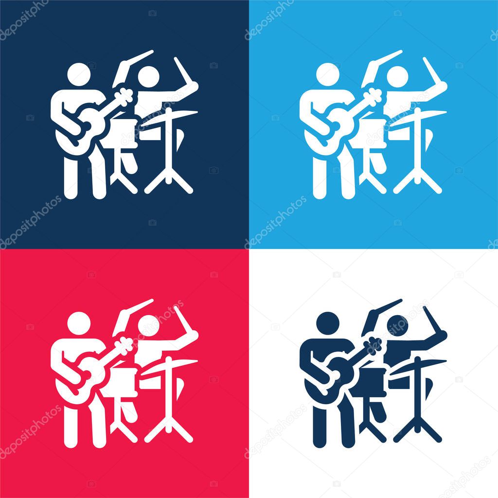 Band blue and red four color minimal icon set