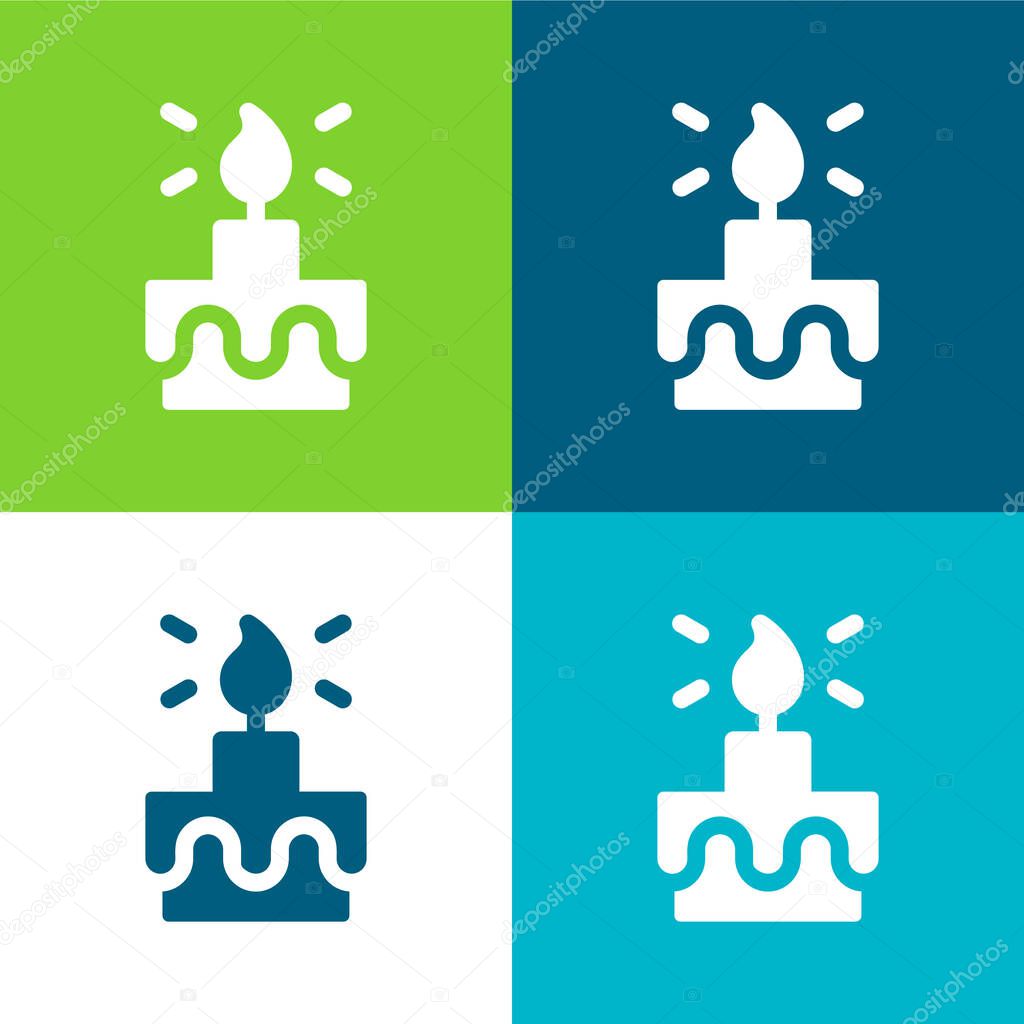 Birthday Cake Flat four color minimal icon set