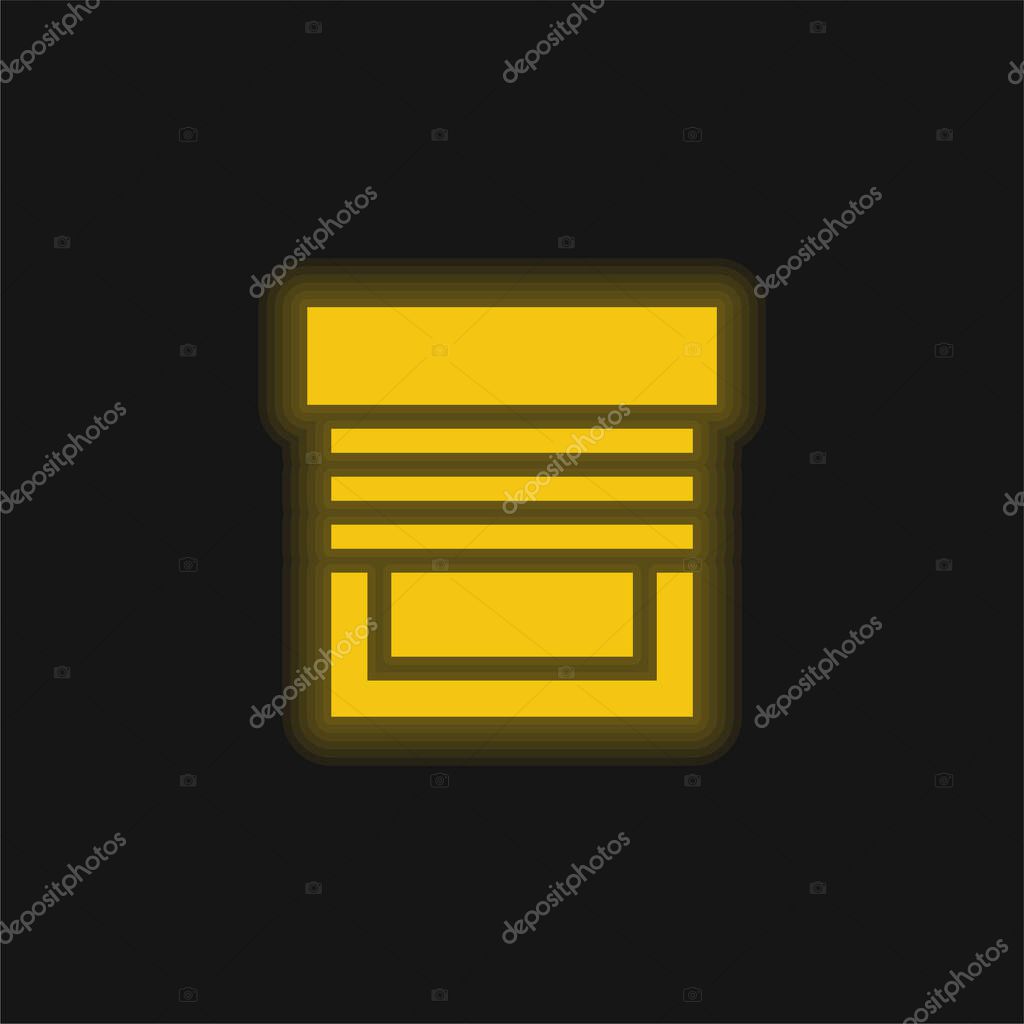 Blinds yellow glowing neon icon