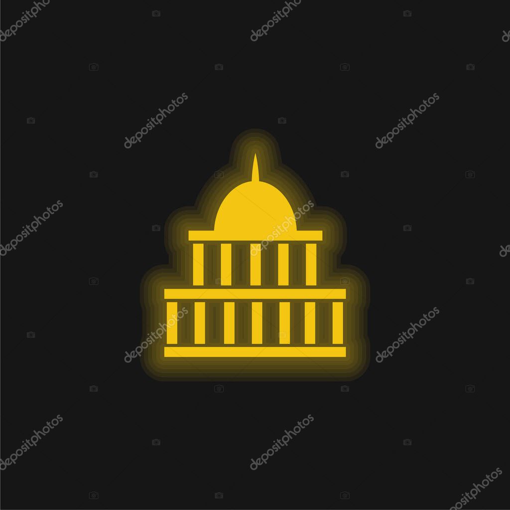 American Government Building yellow glowing neon icon