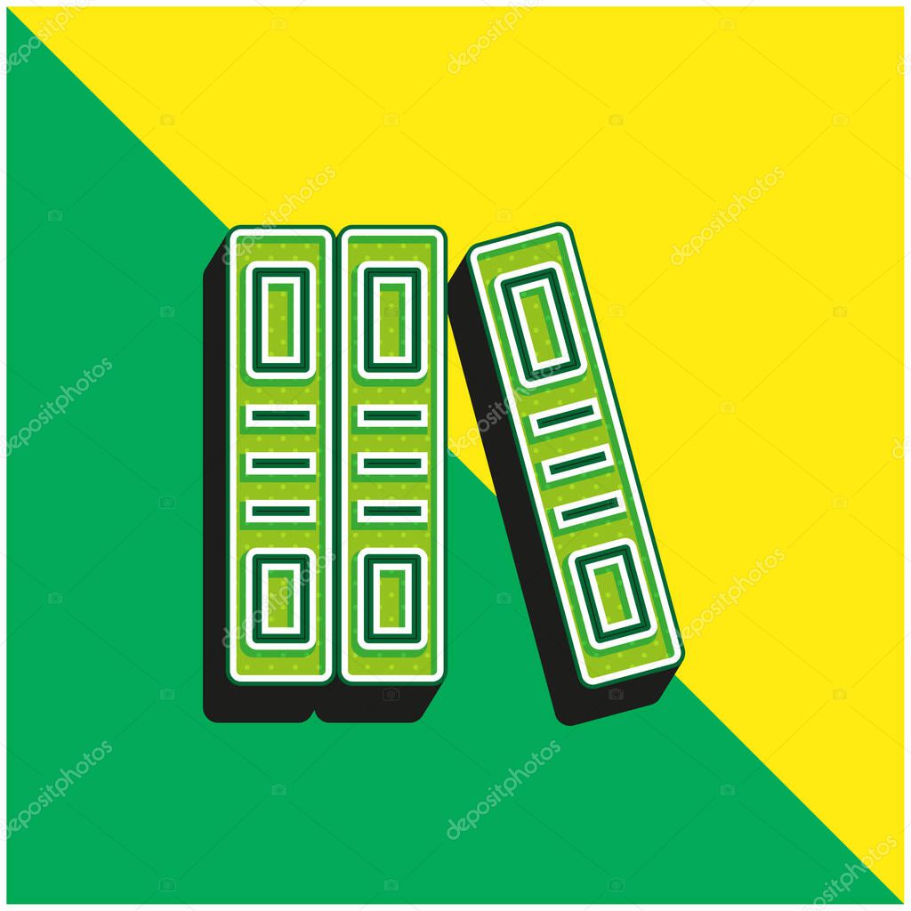 Book Green and yellow modern 3d vector icon logo
