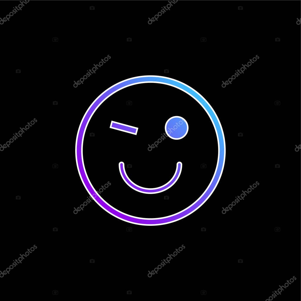 Blink Emoticon Face blue gradient vector icon