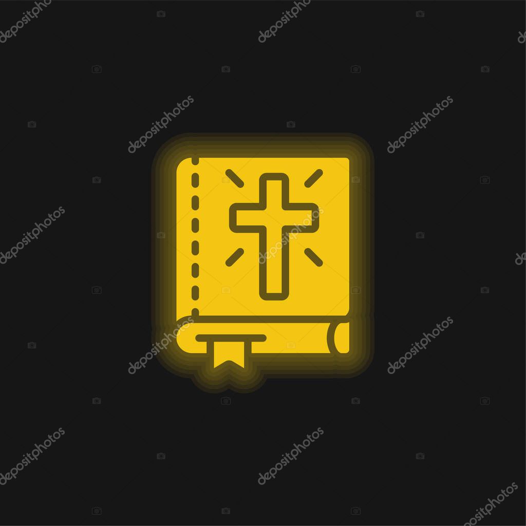 Bible yellow glowing neon icon