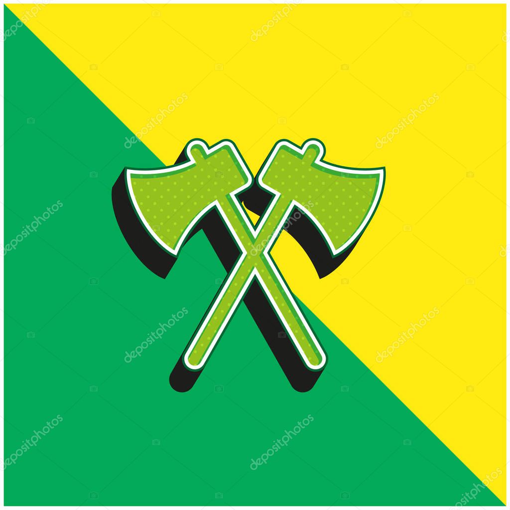 Axes Green and yellow modern 3d vector icon logo