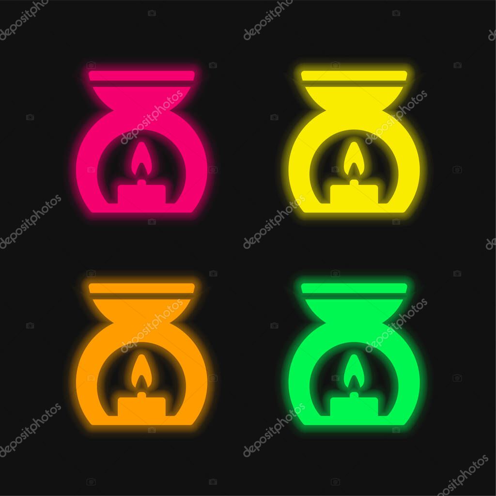 Aromatherapy Spa Treatment four color glowing neon vector icon