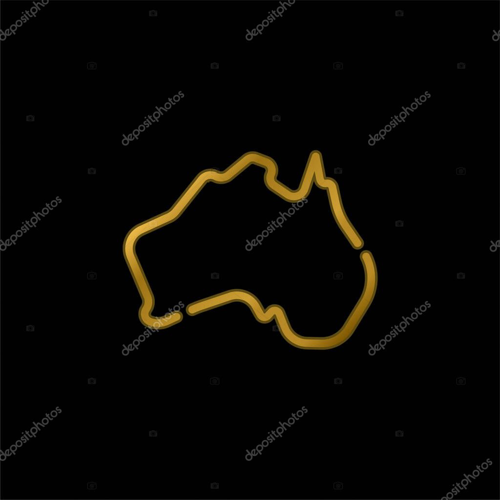 Australia gold plated metalic icon or logo vector