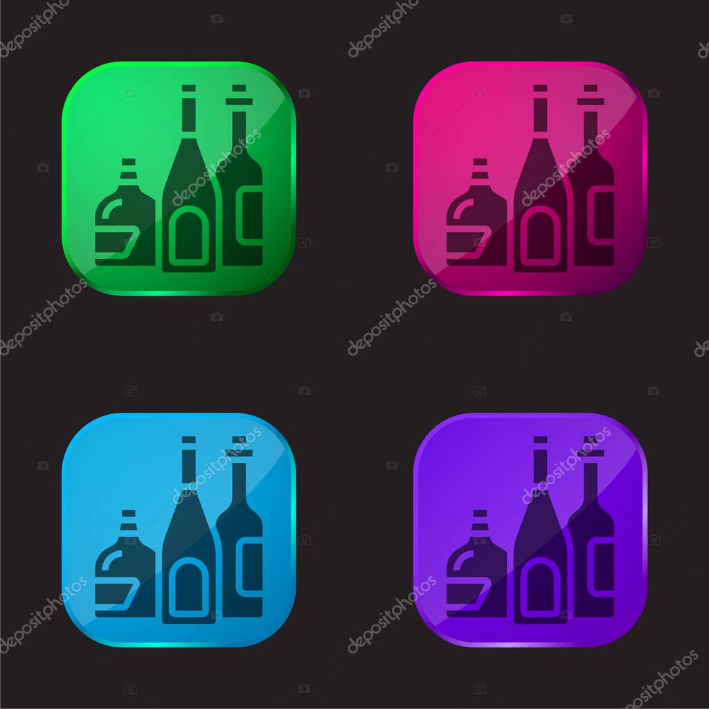 Alcoholic Drink four color glass button icon