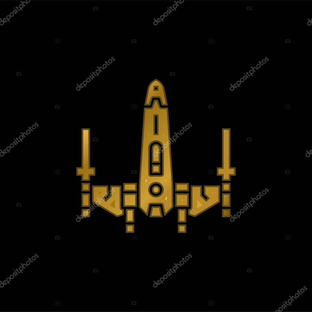 Battleship gold plated metalic icon or logo vector