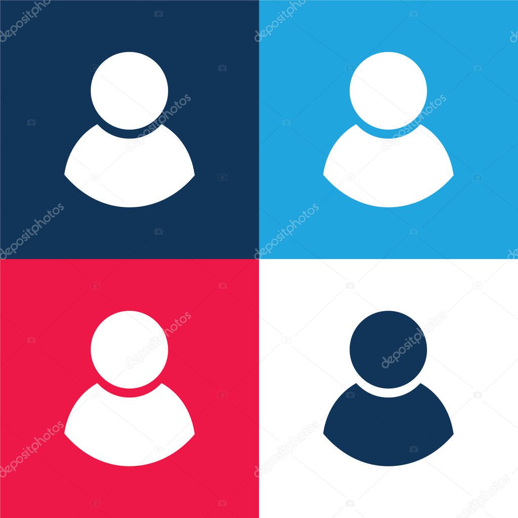 Black Male User Symbol blue and red four color minimal icon set