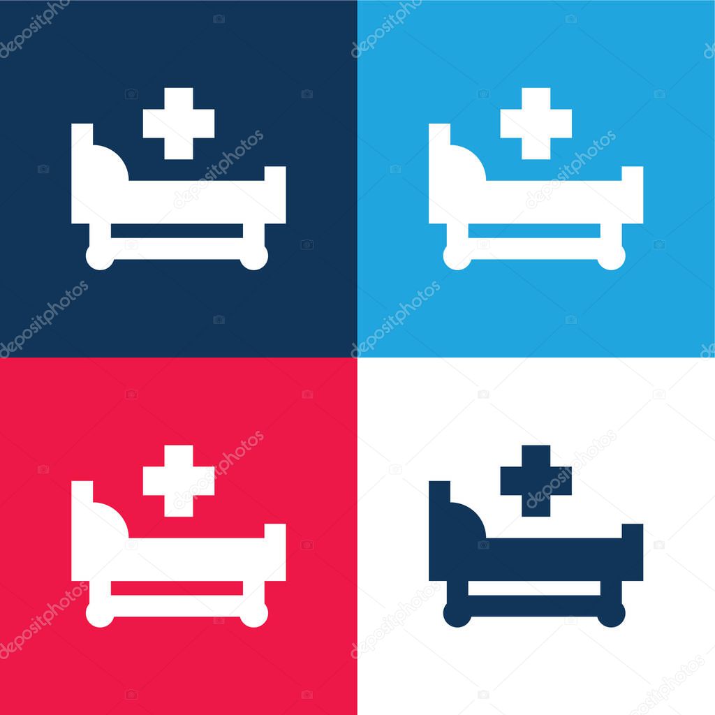 Bed blue and red four color minimal icon set