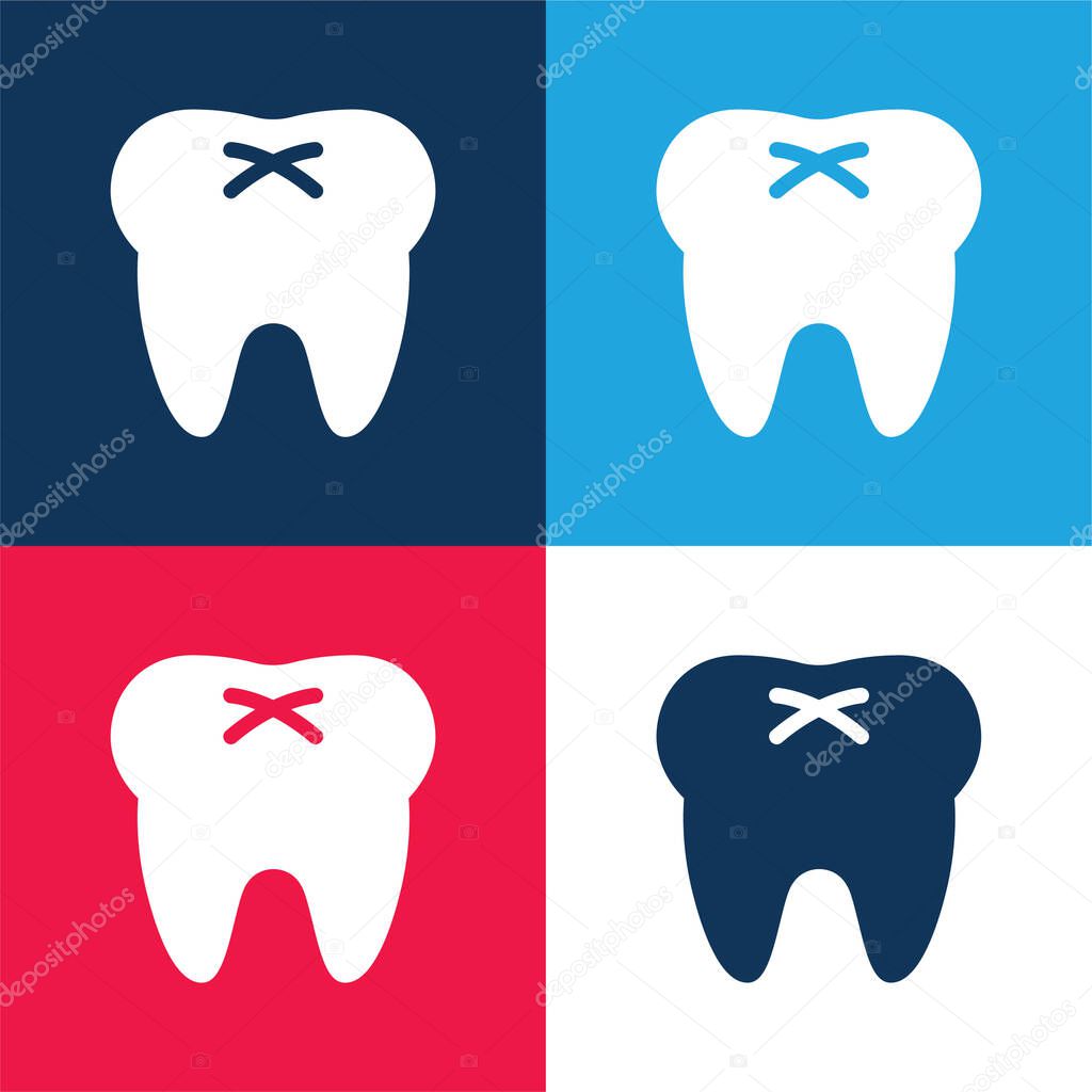 Big Tooth blue and red four color minimal icon set