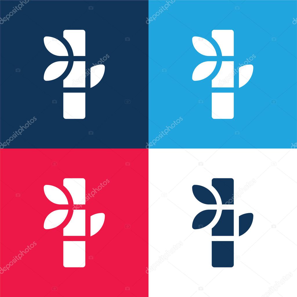 Bamboo blue and red four color minimal icon set