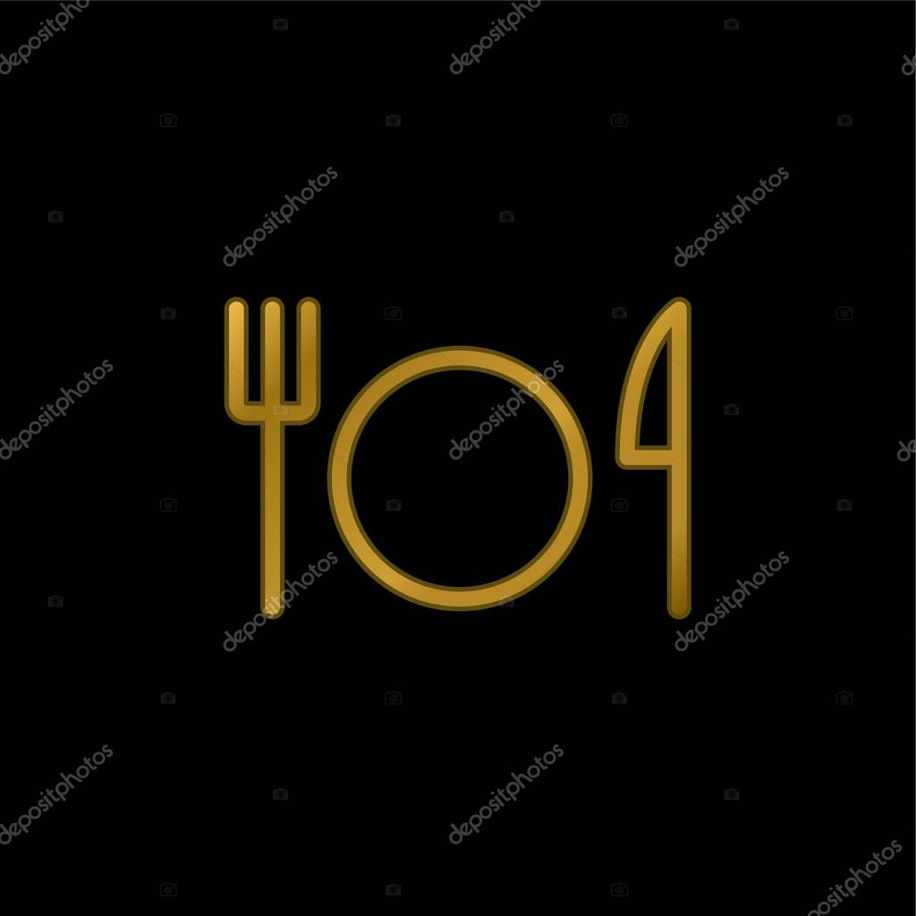 Basic Restaurant Sign gold plated metalic icon or logo vector