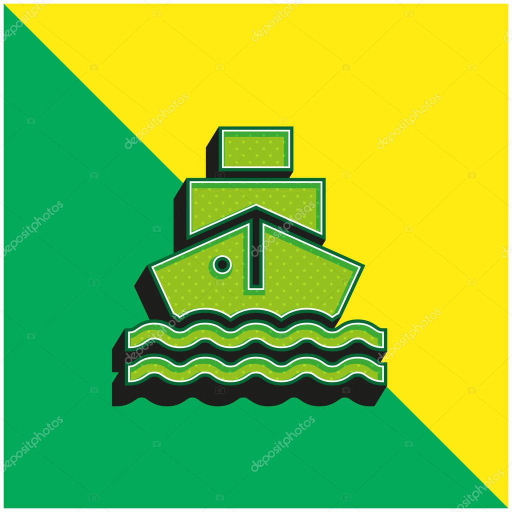 Boat Green and yellow modern 3d vector icon logo