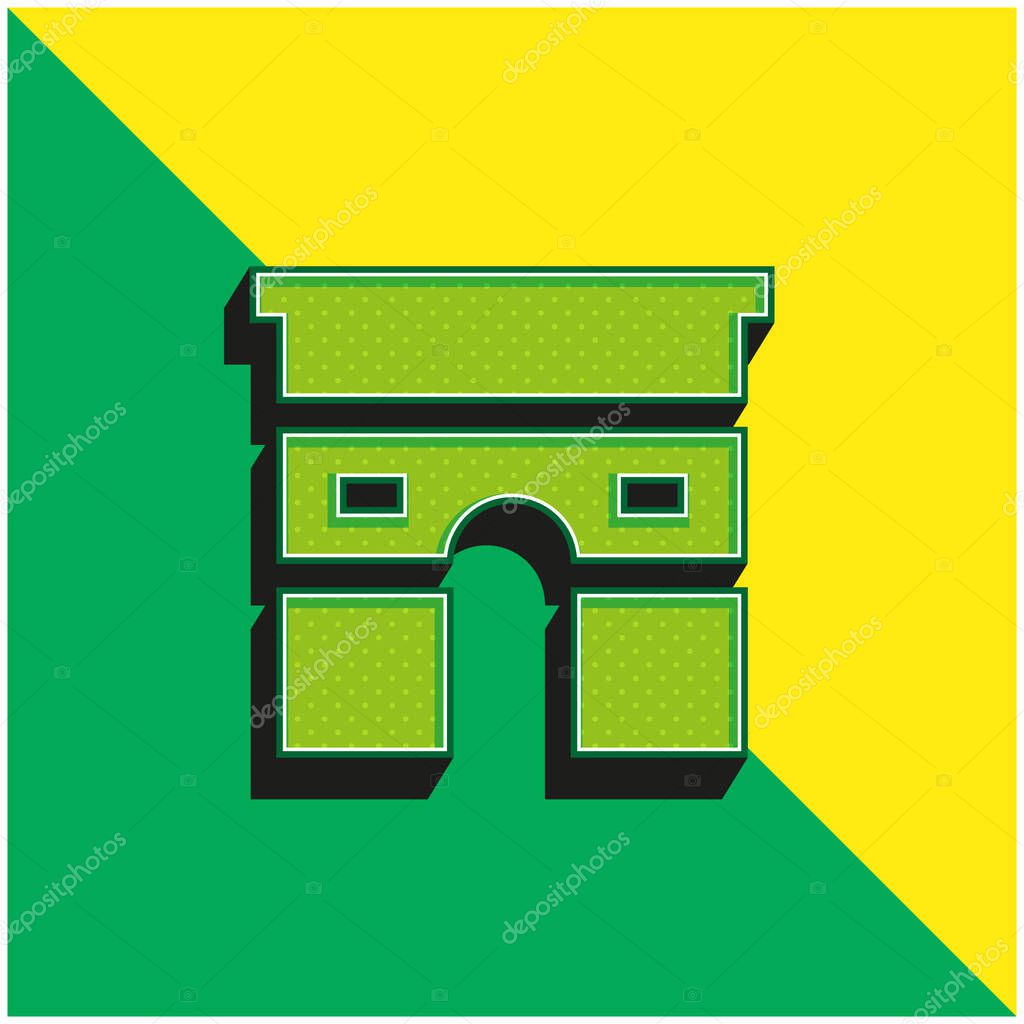 Arc De Triomphe Green and yellow modern 3d vector icon logo