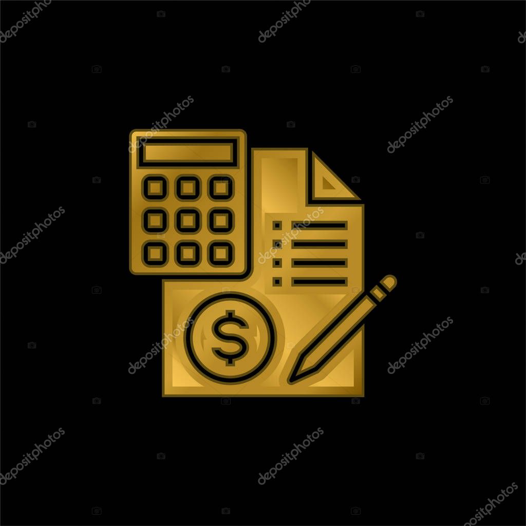 Accounting gold plated metalic icon or logo vector