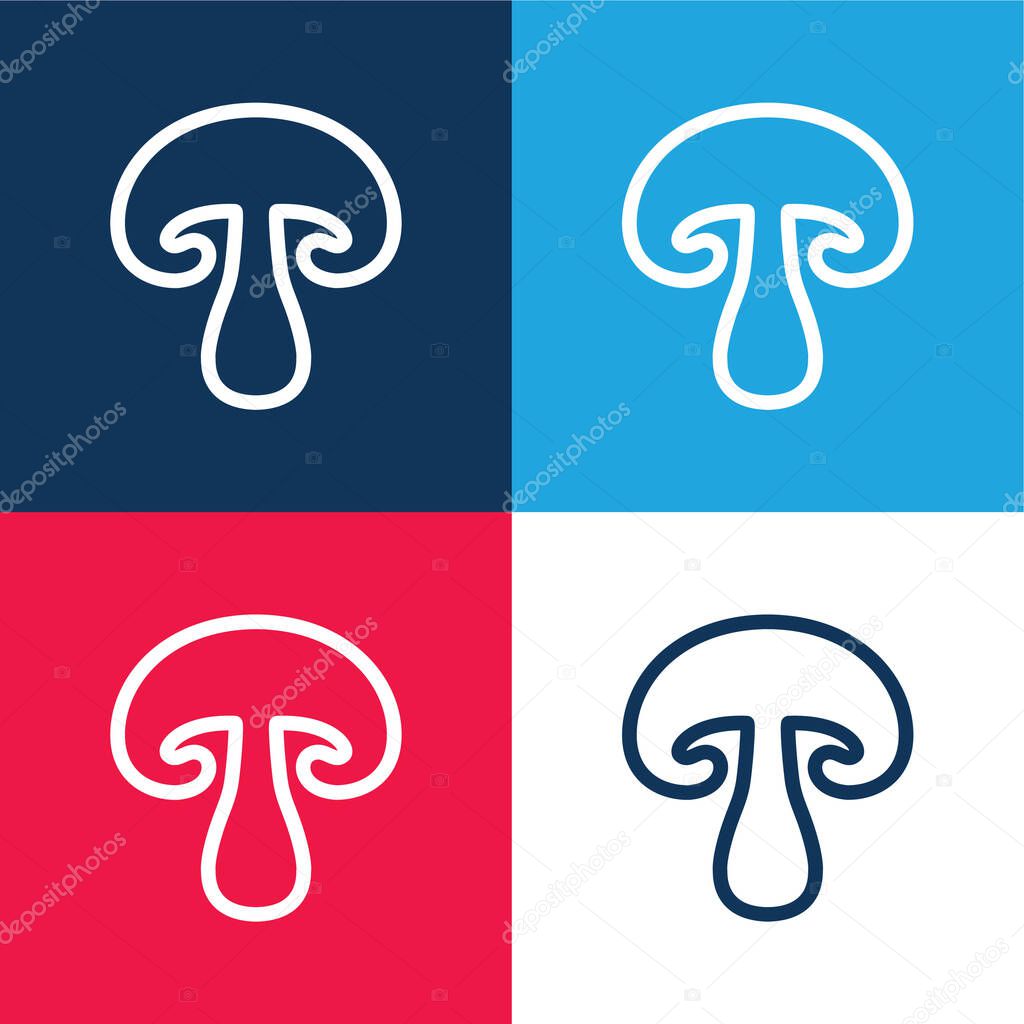 Big Mushroom blue and red four color minimal icon set