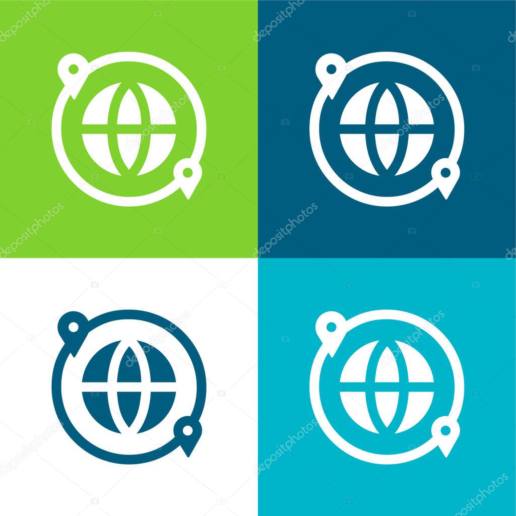 Around The World Flat four color minimal icon set