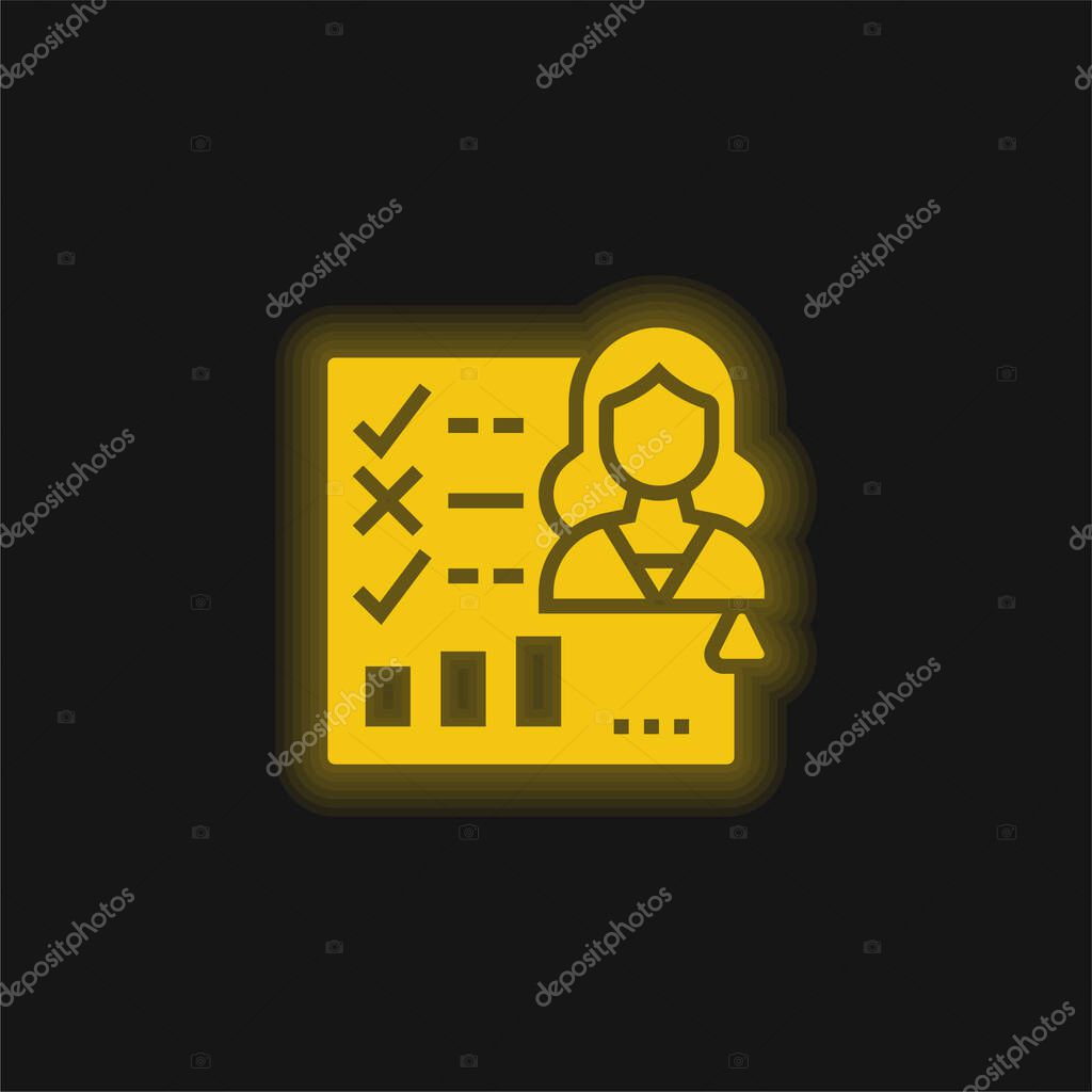Appraisal Form yellow glowing neon icon