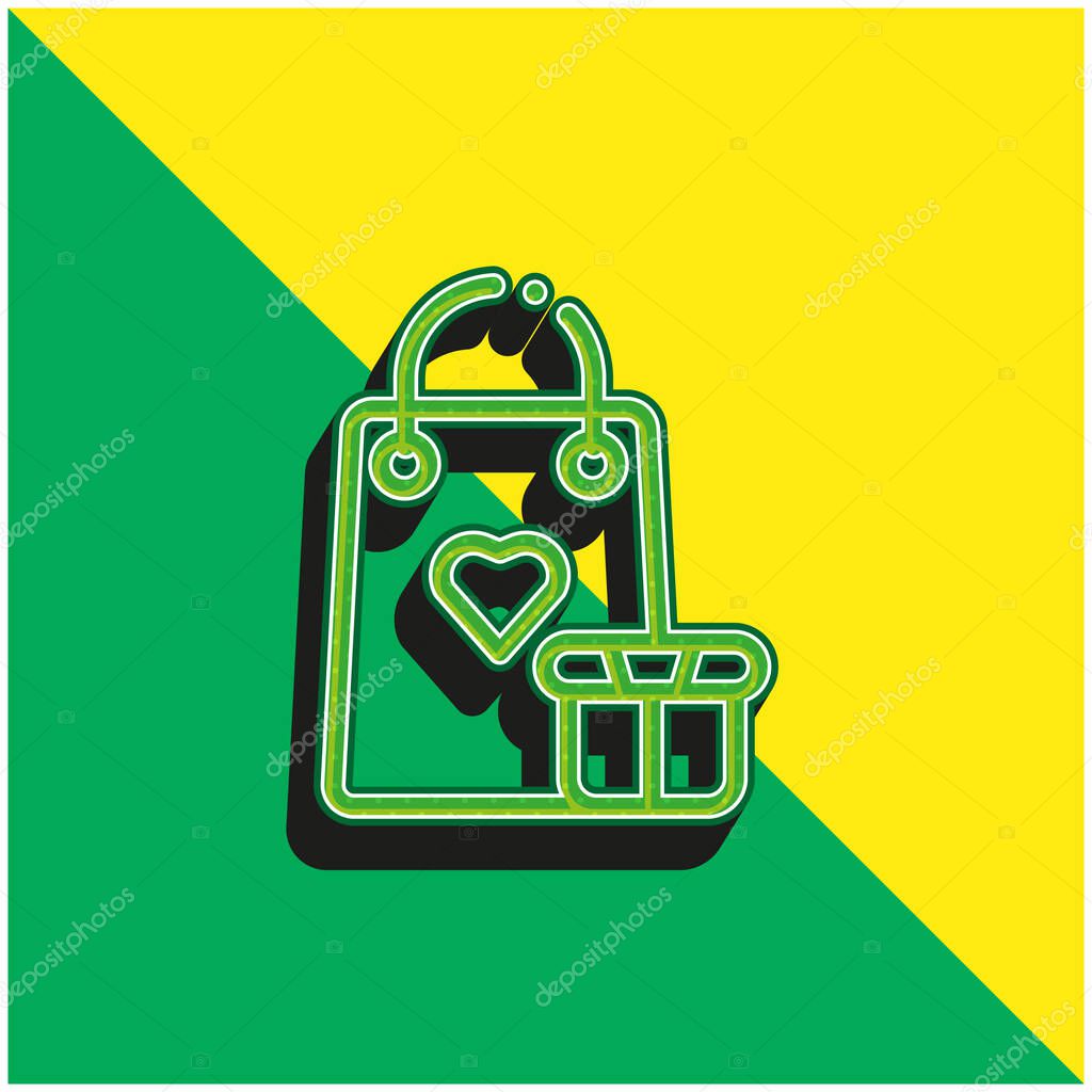 Bag Green and yellow modern 3d vector icon logo