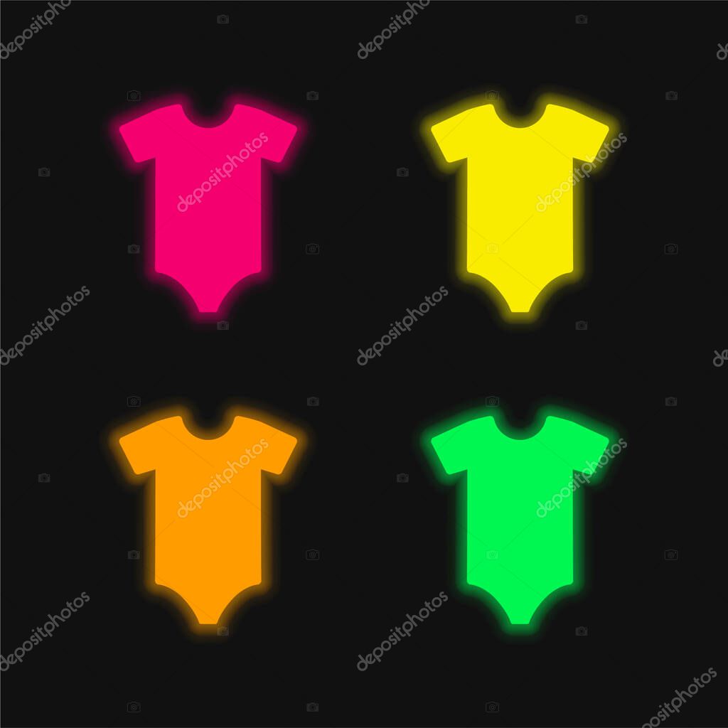 Bodysuit four color glowing neon vector icon