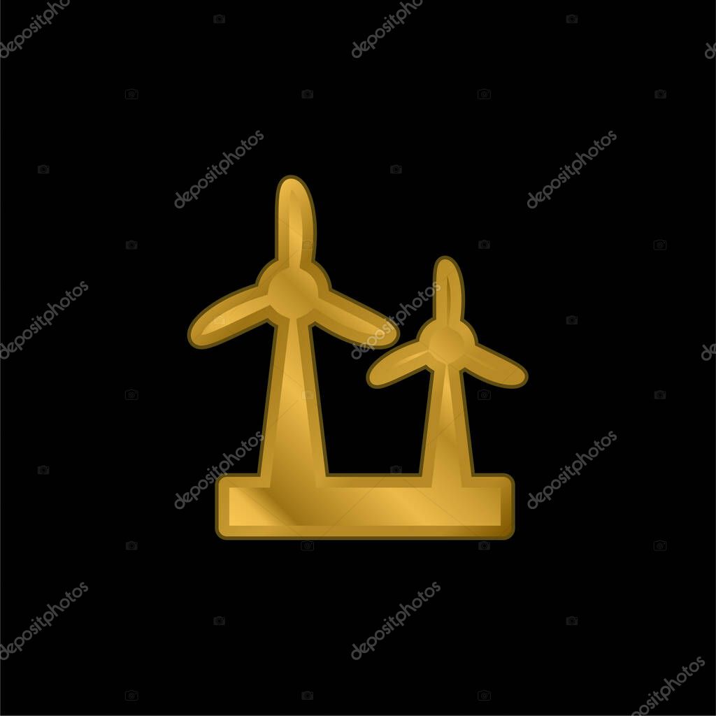 Air Turbine gold plated metalic icon or logo vector
