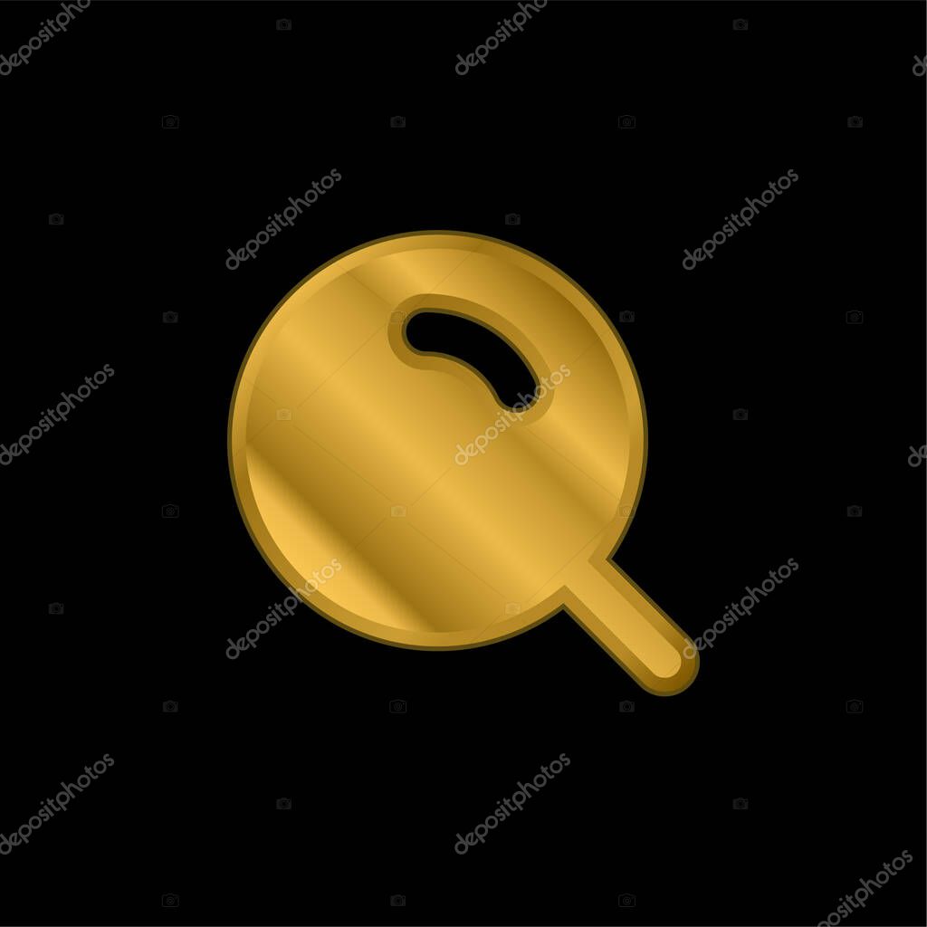 Big Magnifier With Shine gold plated metalic icon or logo vector