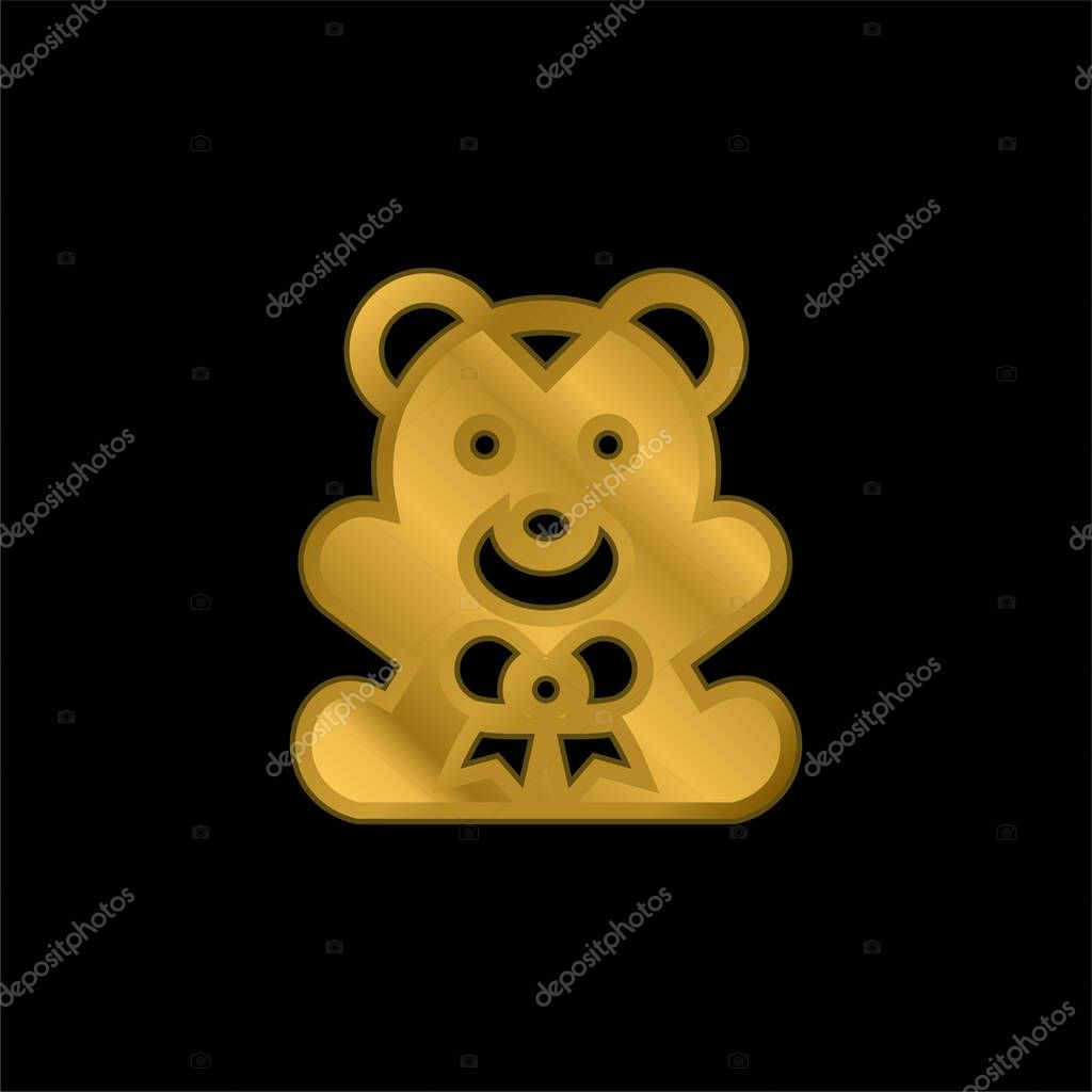 Bear gold plated metalic icon or logo vector