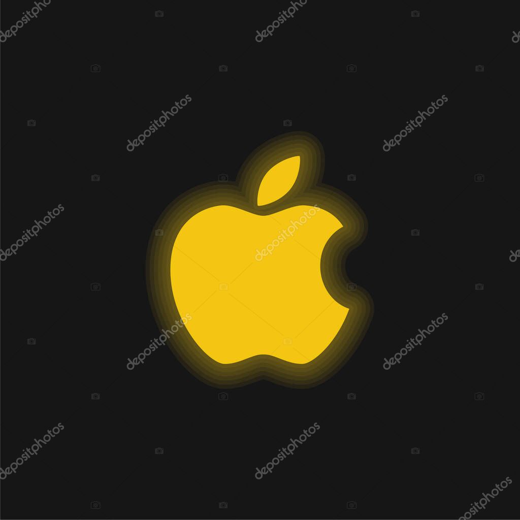 Apple Big Logo yellow glowing neon icon
