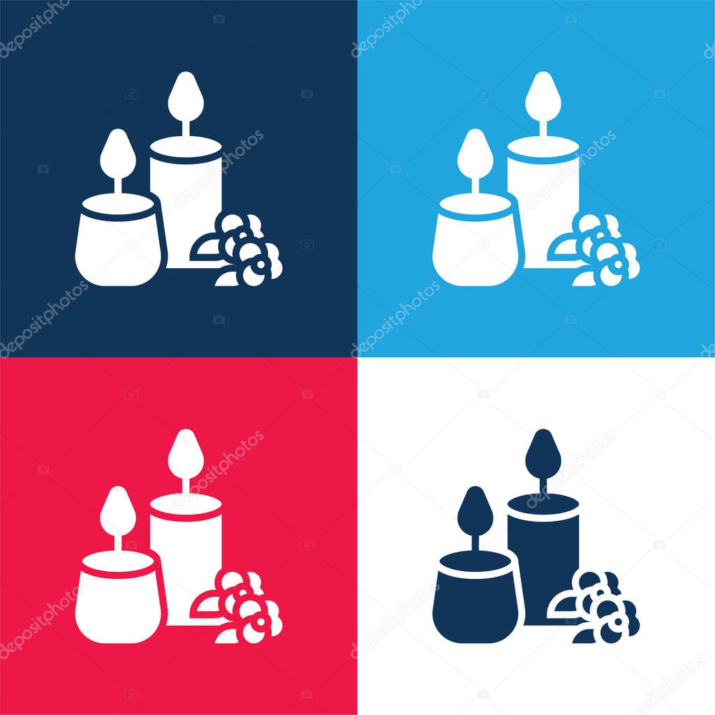 Aromatic Candle blue and red four color minimal icon set