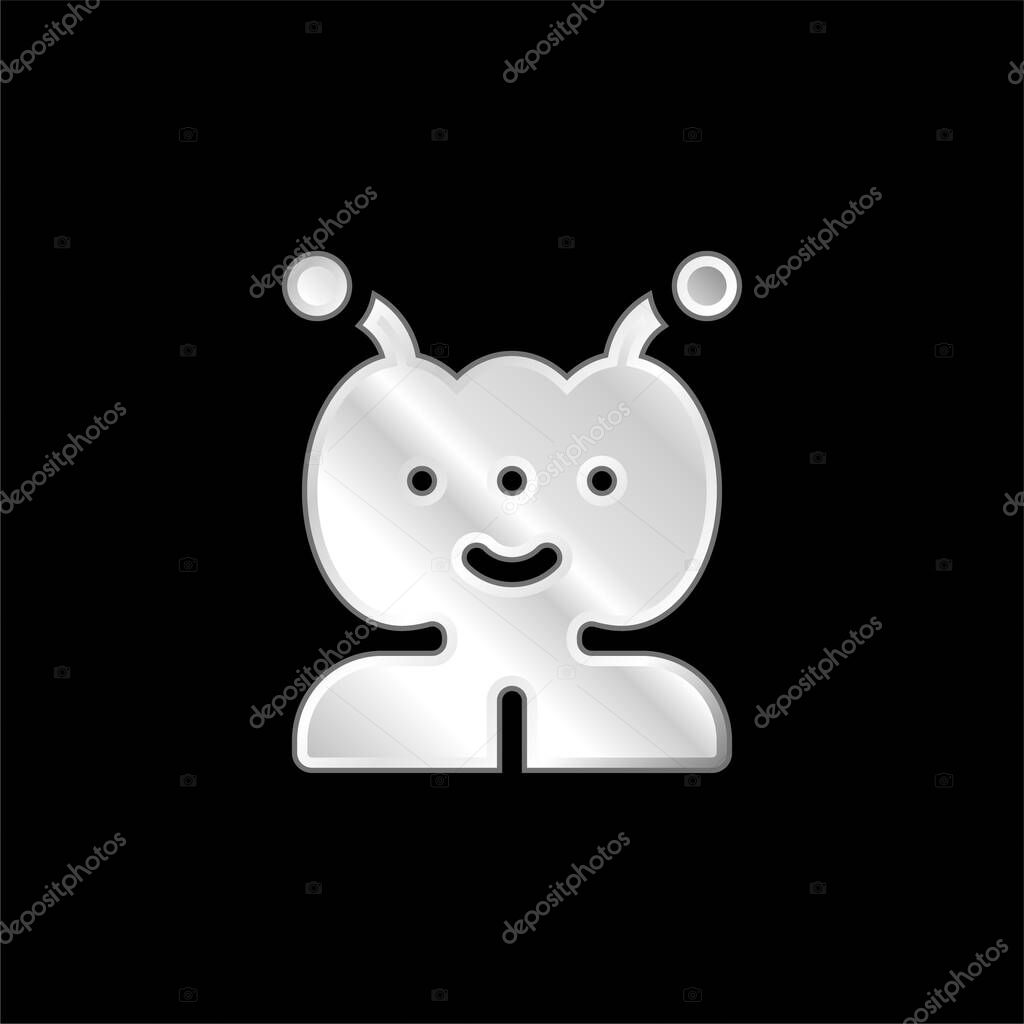 Alien silver plated metallic icon