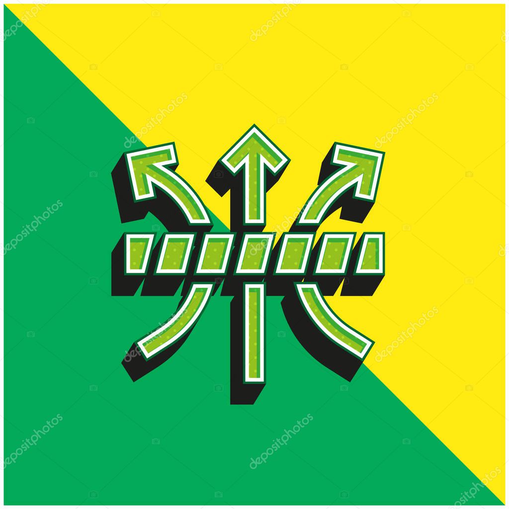 Breathable Green and yellow modern 3d vector icon logo