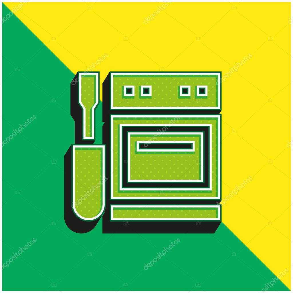 Appliance Green and yellow modern 3d vector icon logo