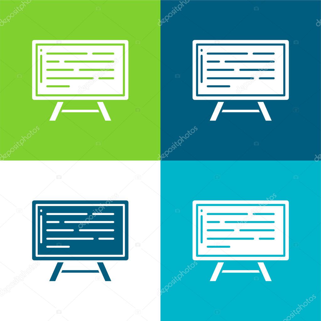 Board Flat four color minimal icon set