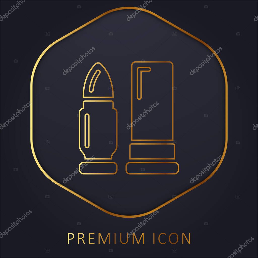 Ammunition golden line premium logo or icon