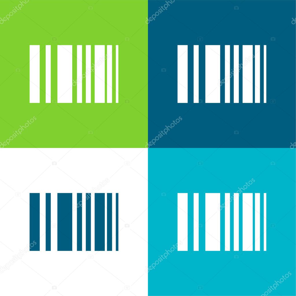 Barcode Flat four color minimal icon set