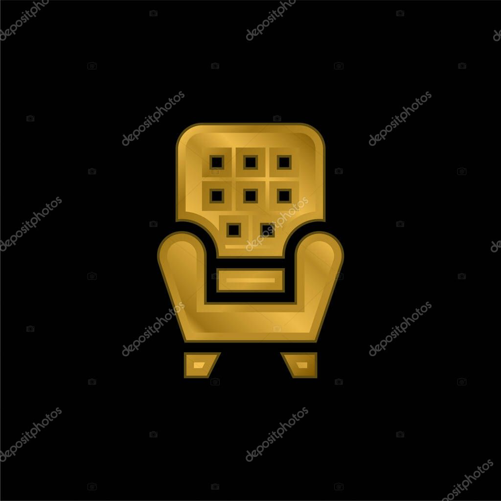 Armchair gold plated metalic icon or logo vector