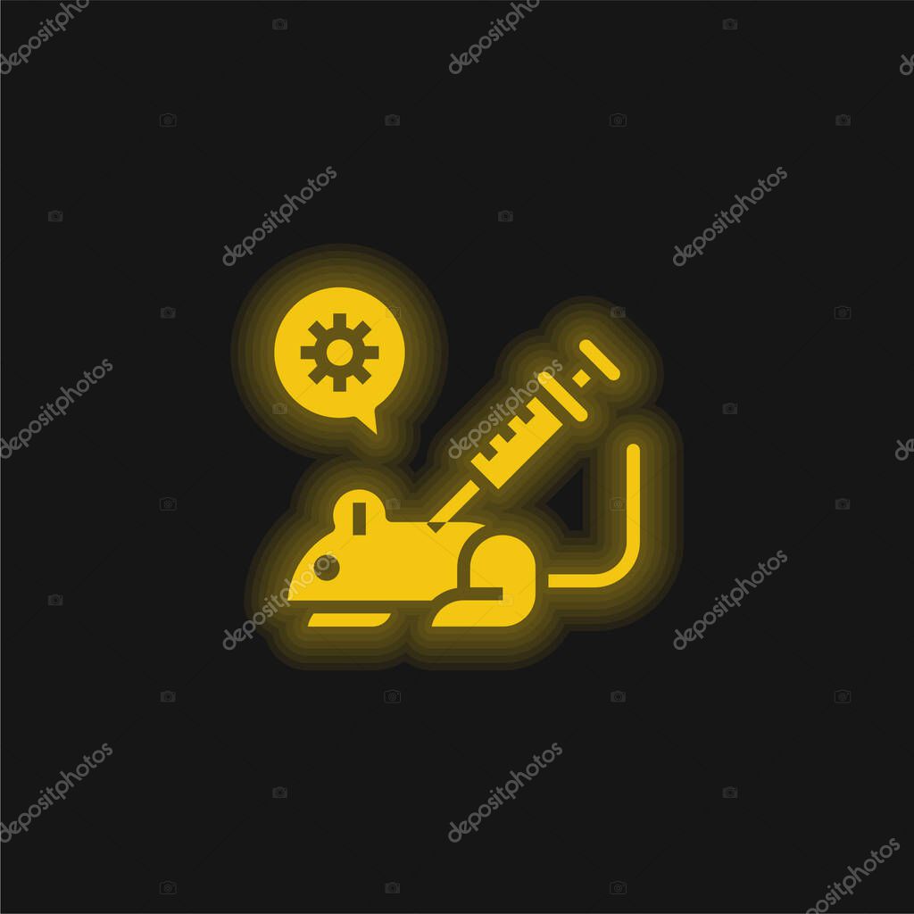 Animal Testing yellow glowing neon icon